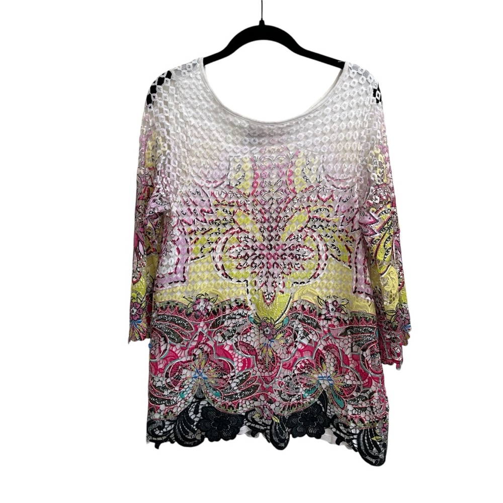 Cupio Floral Ombre Crochet Lace Tunic Top Blouse Size medium